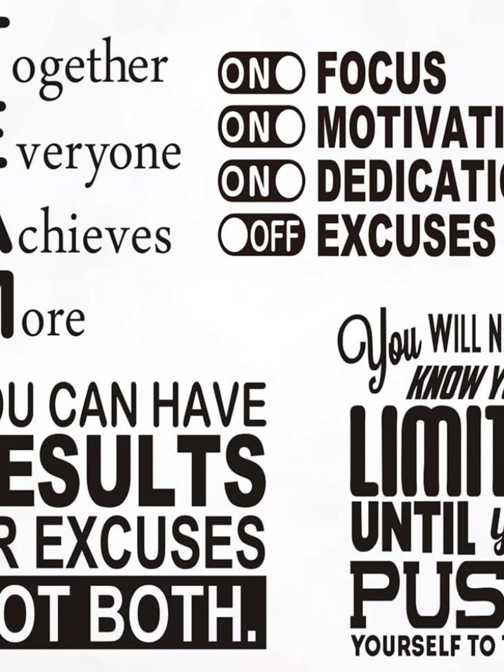 4PCS Office Wall Decals Classroom Inspirational Wall Decor Motivational Quotes S
